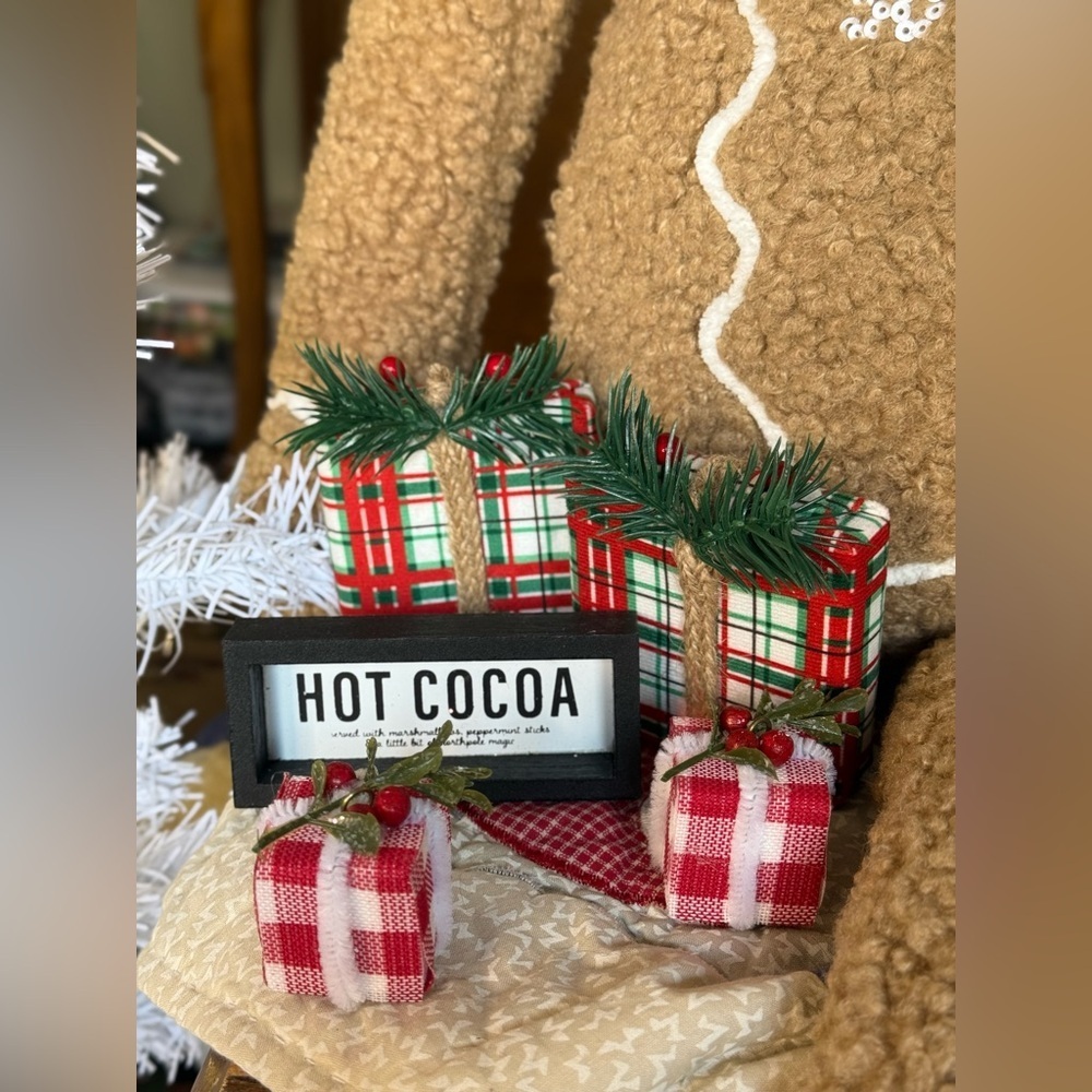 Hot Cocoa Festive Plaid Holiday Decor 5 Pc Set